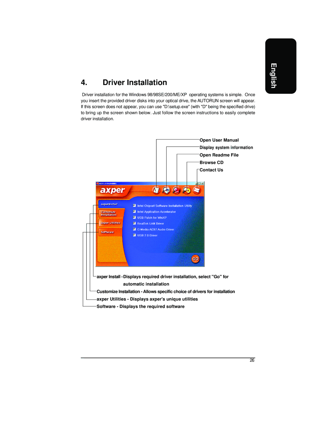 Intel XP-P41533E user manual Driver Installation 