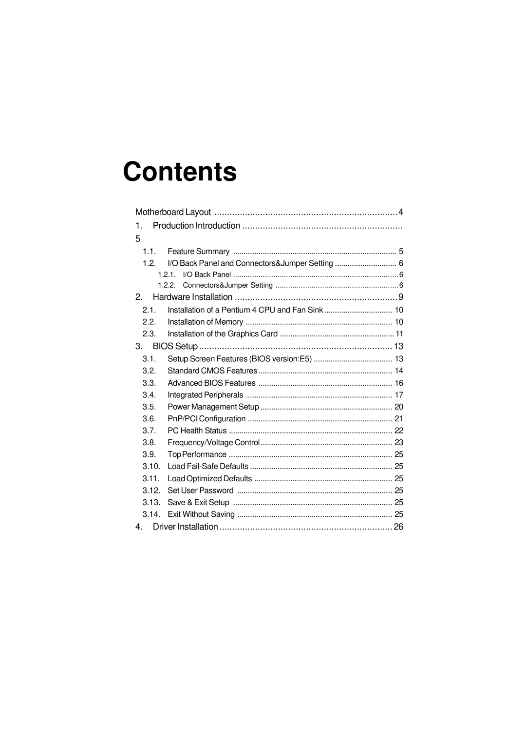 Intel XP-P41533E user manual Contents 