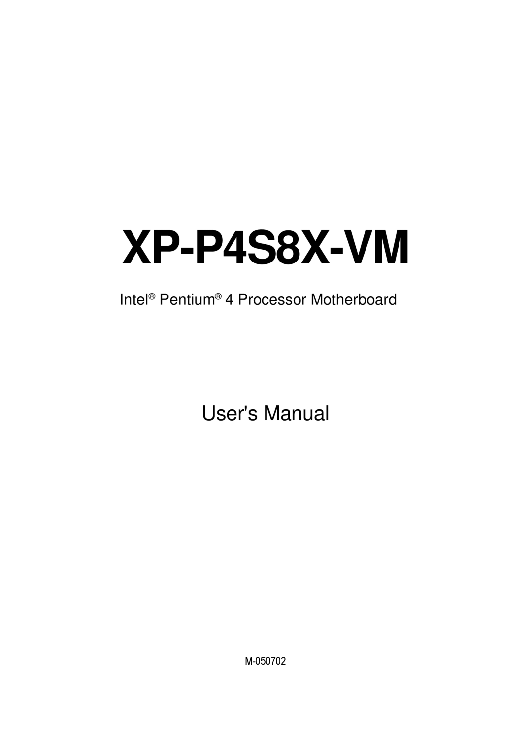 Intel XP-P4S8X-VM user manual 