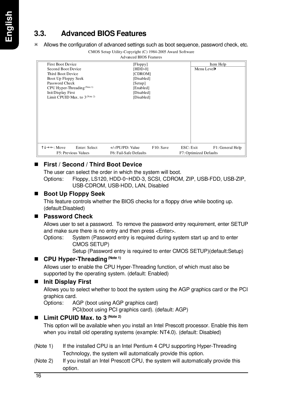 Intel XP-P4S8X-VM user manual Advanced Bios Features 