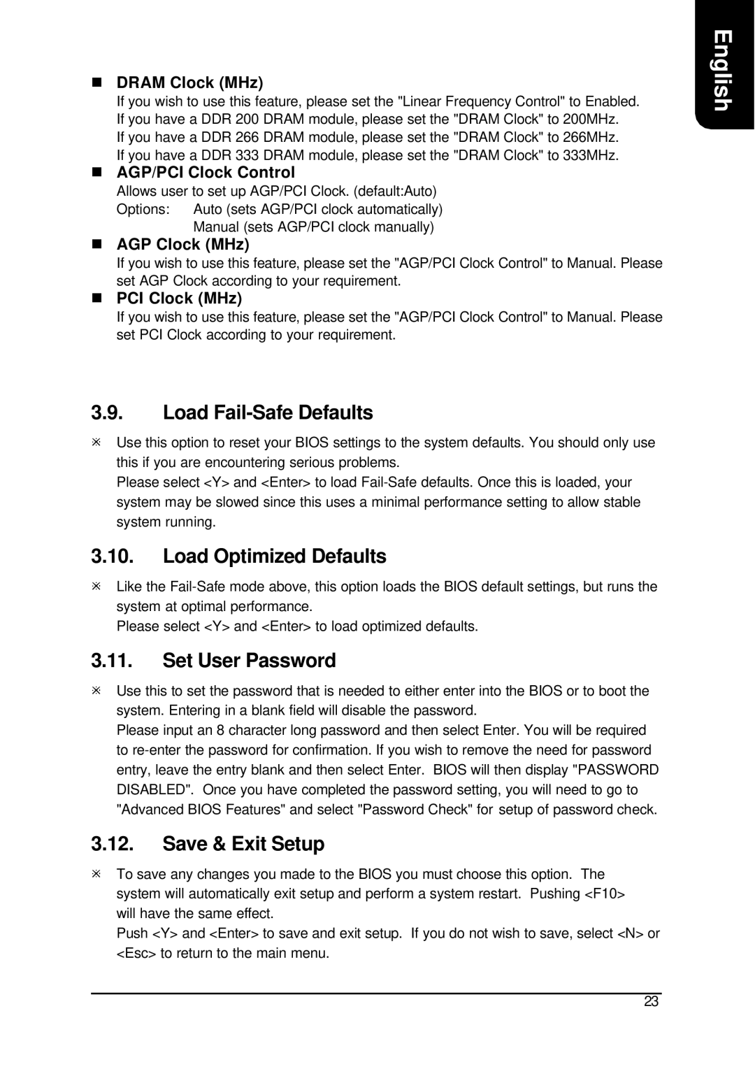 Intel XP-P4S8X-VM user manual Load Fail-Safe Defaults, Load Optimized Defaults, Set User Password, Save & Exit Setup 