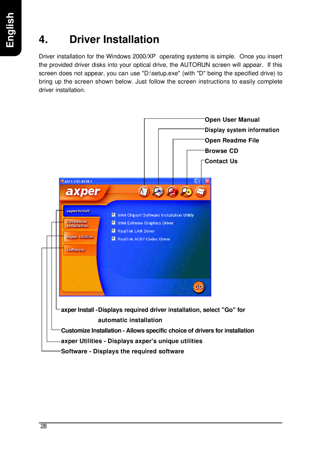 Intel XP-P5CM-GV, XP-P5CM-GL user manual Driver Installation 