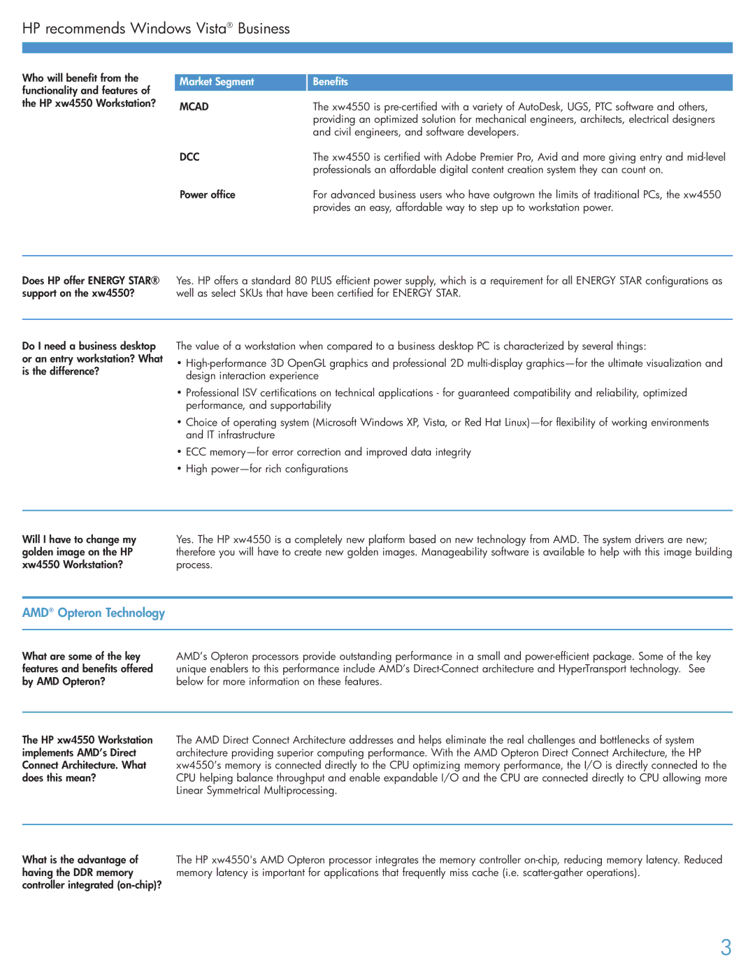 Intel xw455Q warranty AMD Opteron Technology, Dcc 