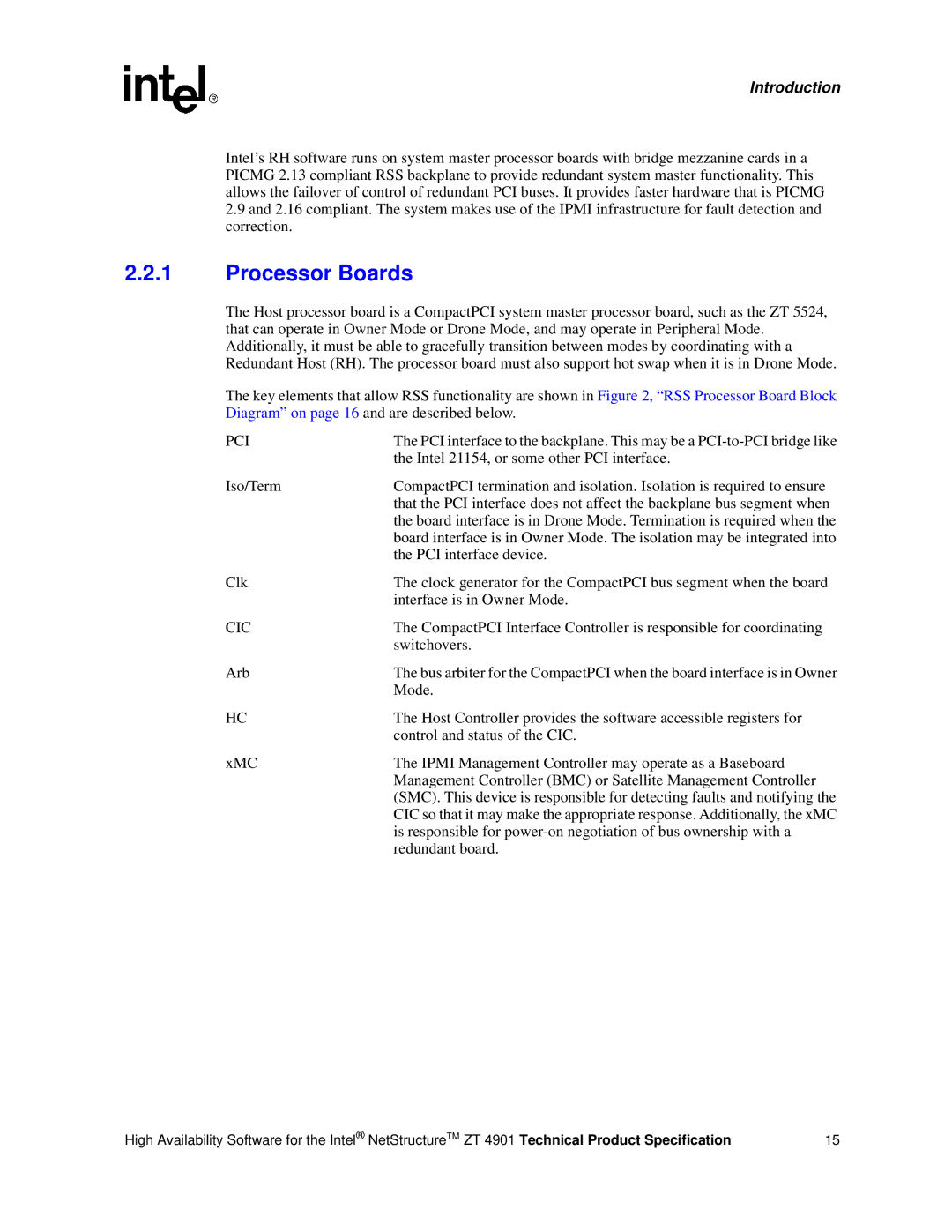 Intel ZT 4901 manual Processor Boards, Pci, Cic 