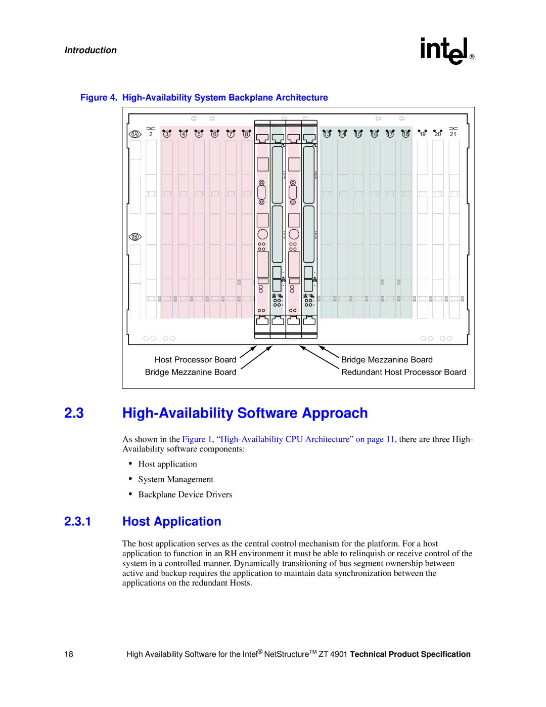 Intel ZT 4901 manual High-Availability Software Approach, Host Application 