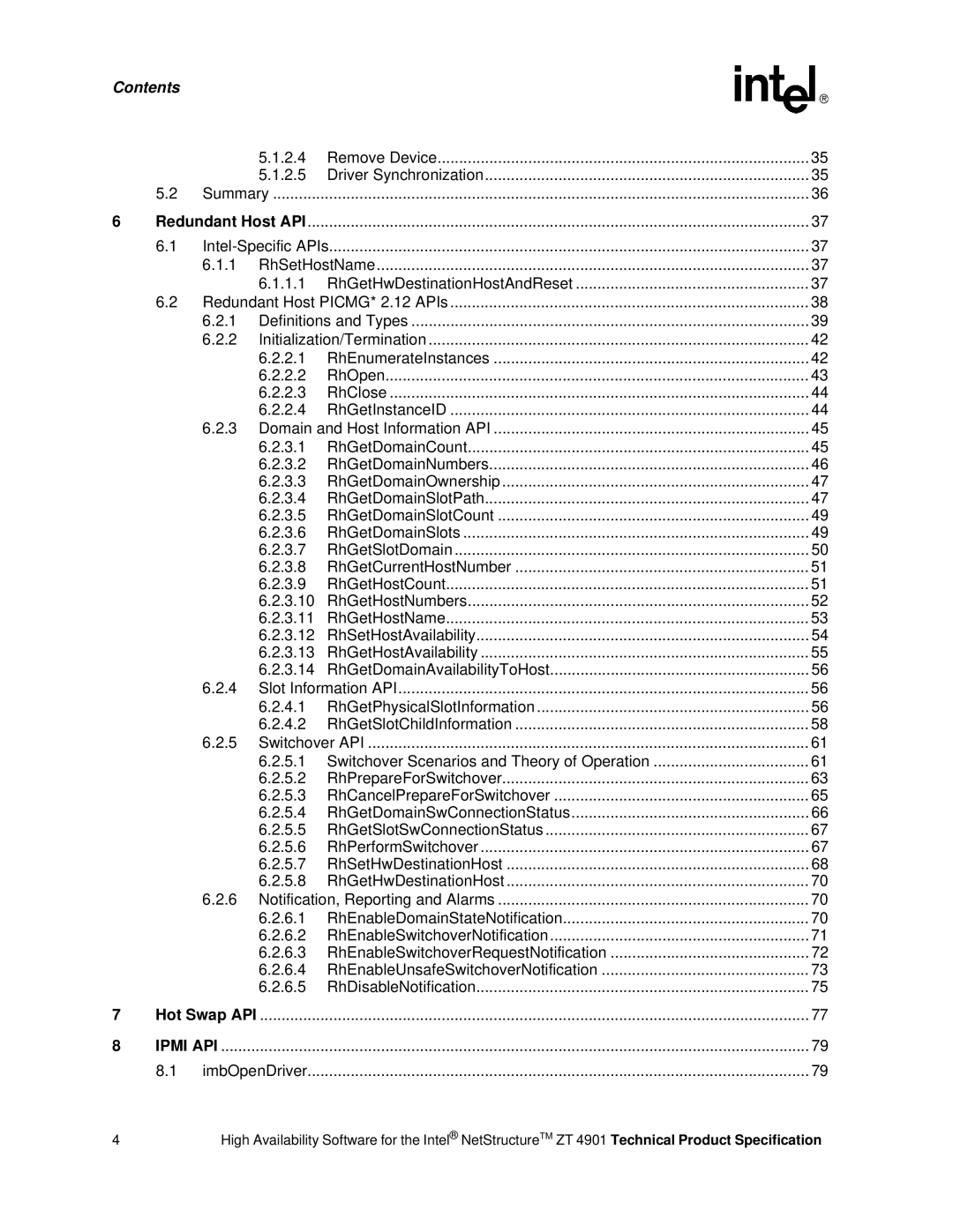 Intel ZT 4901 manual Hot Swap API 