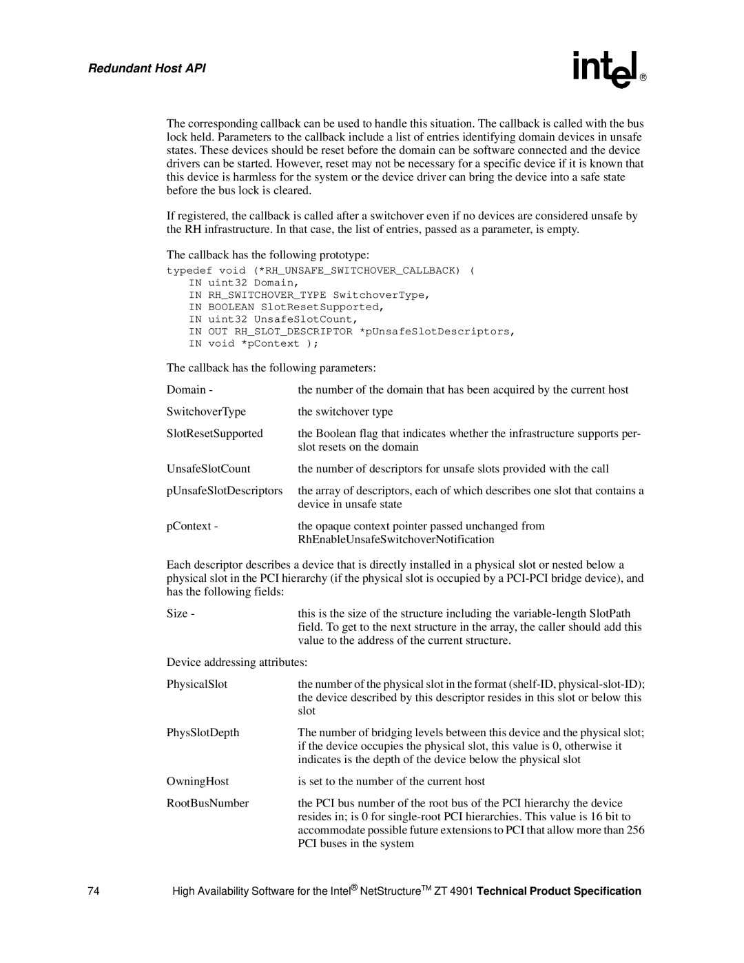 Intel ZT 4901 manual Device in unsafe state, Indicates is the depth of the device below the physical slot 