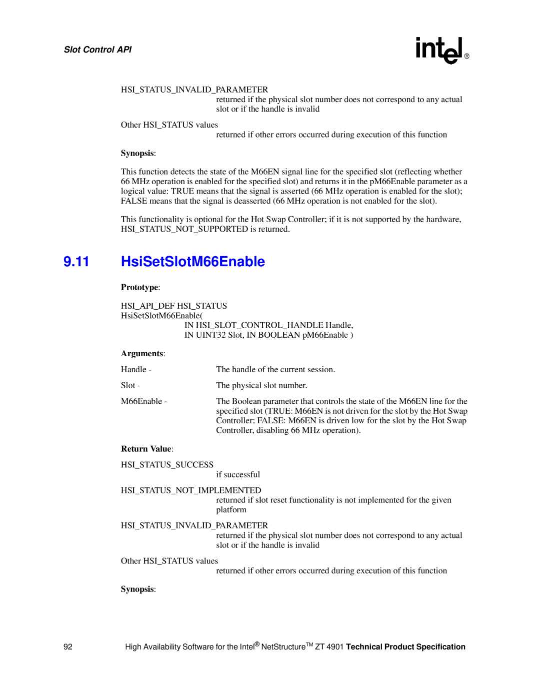 Intel ZT 4901 manual HsiSetSlotM66Enable 
