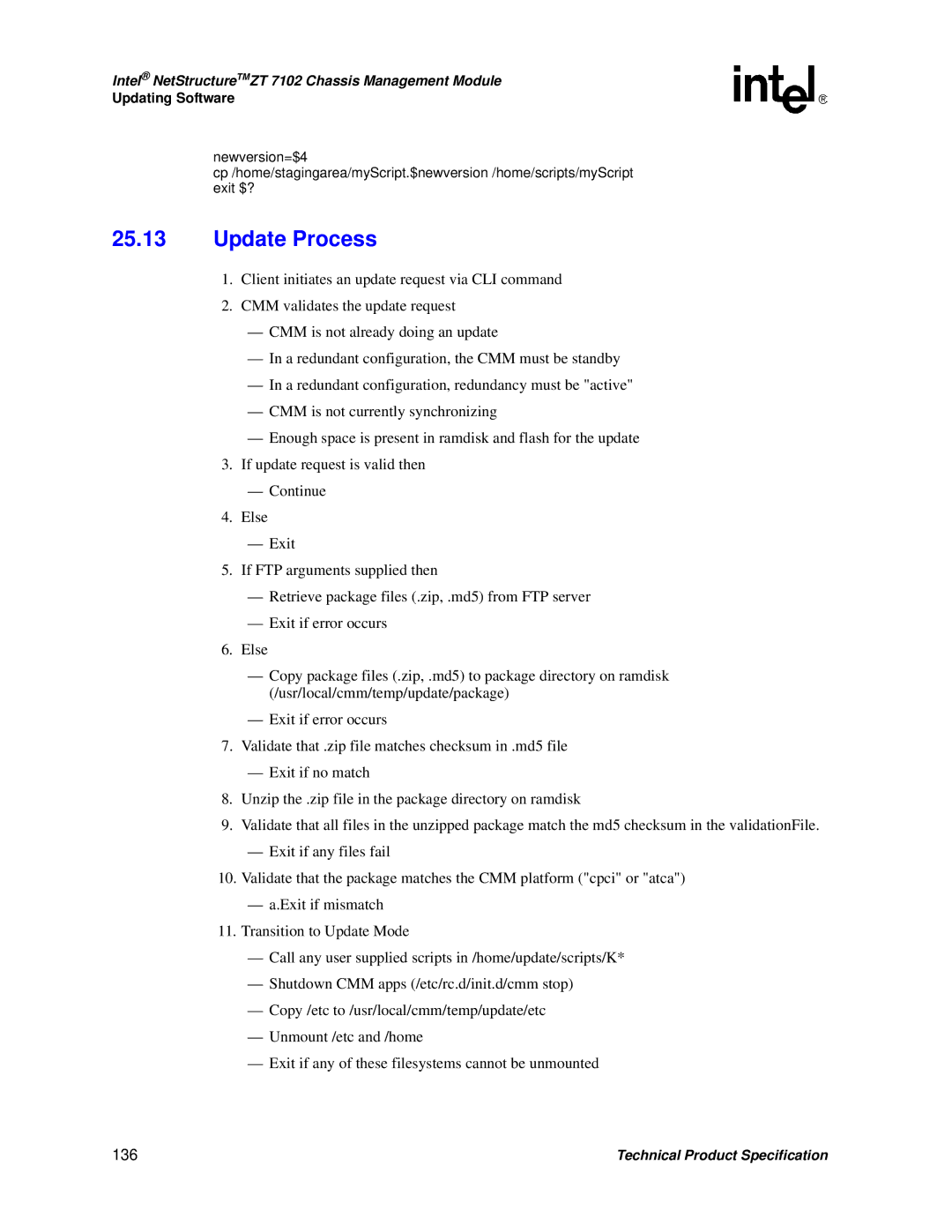 Intel ZT 7102 manual Update Process, 136 