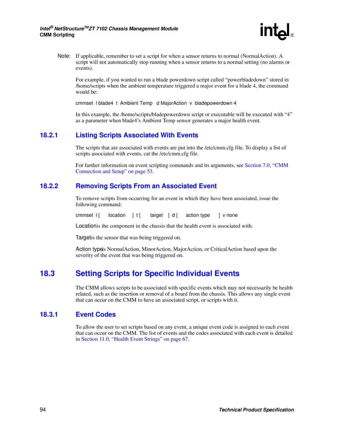 Intel ZT 7102 manual Setting Scripts for Specific Individual Events, Listing Scripts Associated With Events, Event Codes 