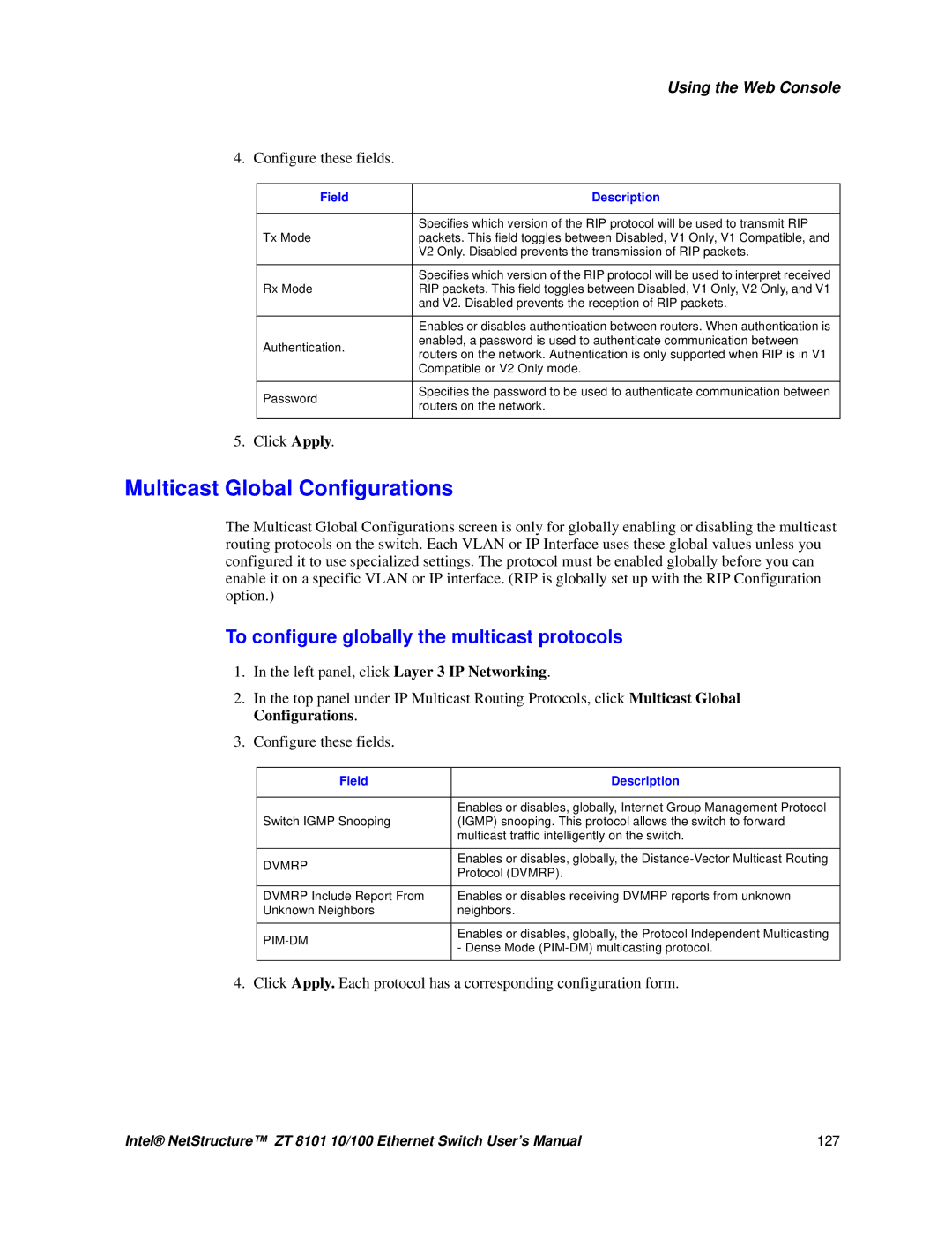 Intel ZT 8101 10/100 user manual Rx Mode 