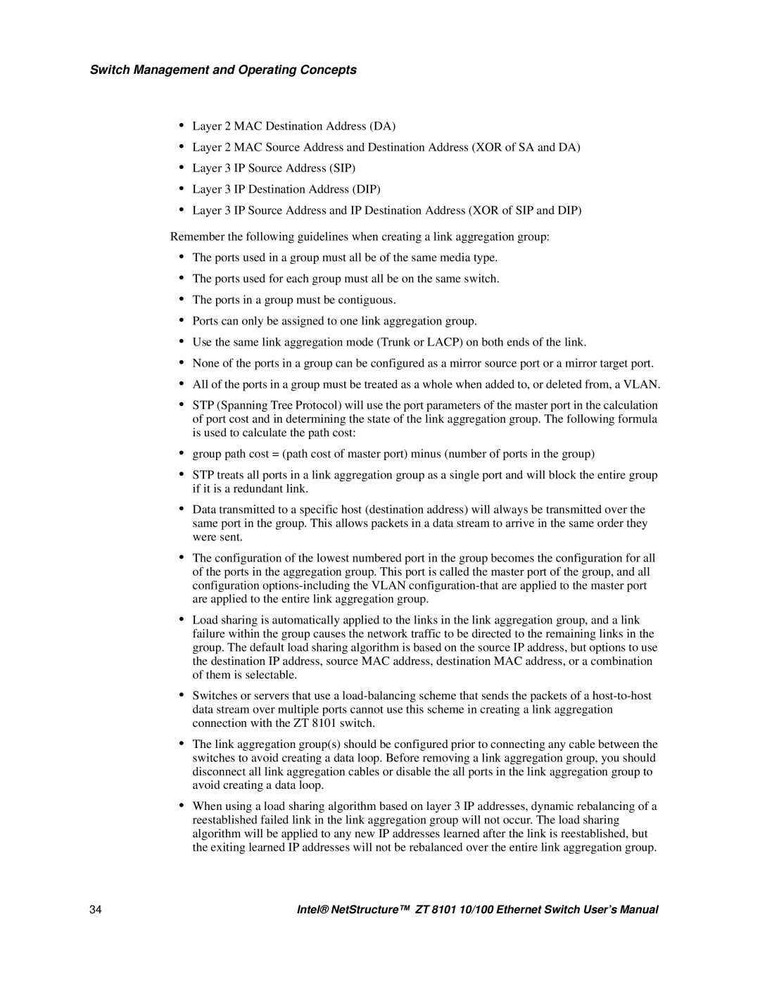 Intel ZT 8101 10/100 user manual Switch Management and Operating Concepts 