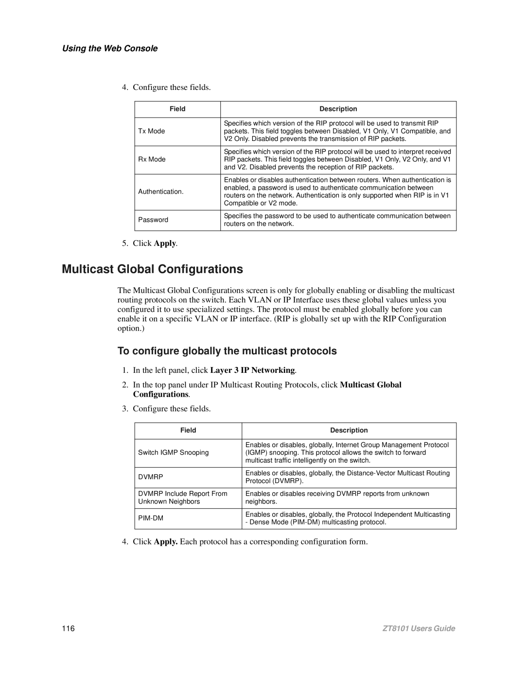 Intel ZT8101 user manual Rx Mode 