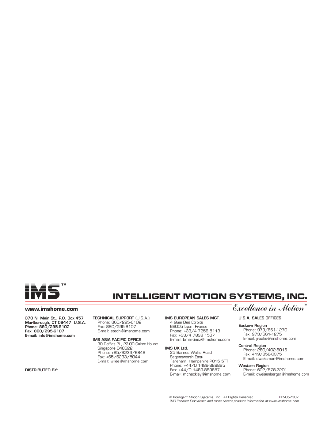 Intelligent Motion Systems Excellence in Motion manual 