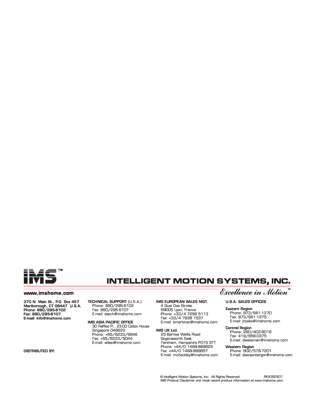 Intelligent Motion Systems Excellence in Motion manual intelligent motion systems, INC 