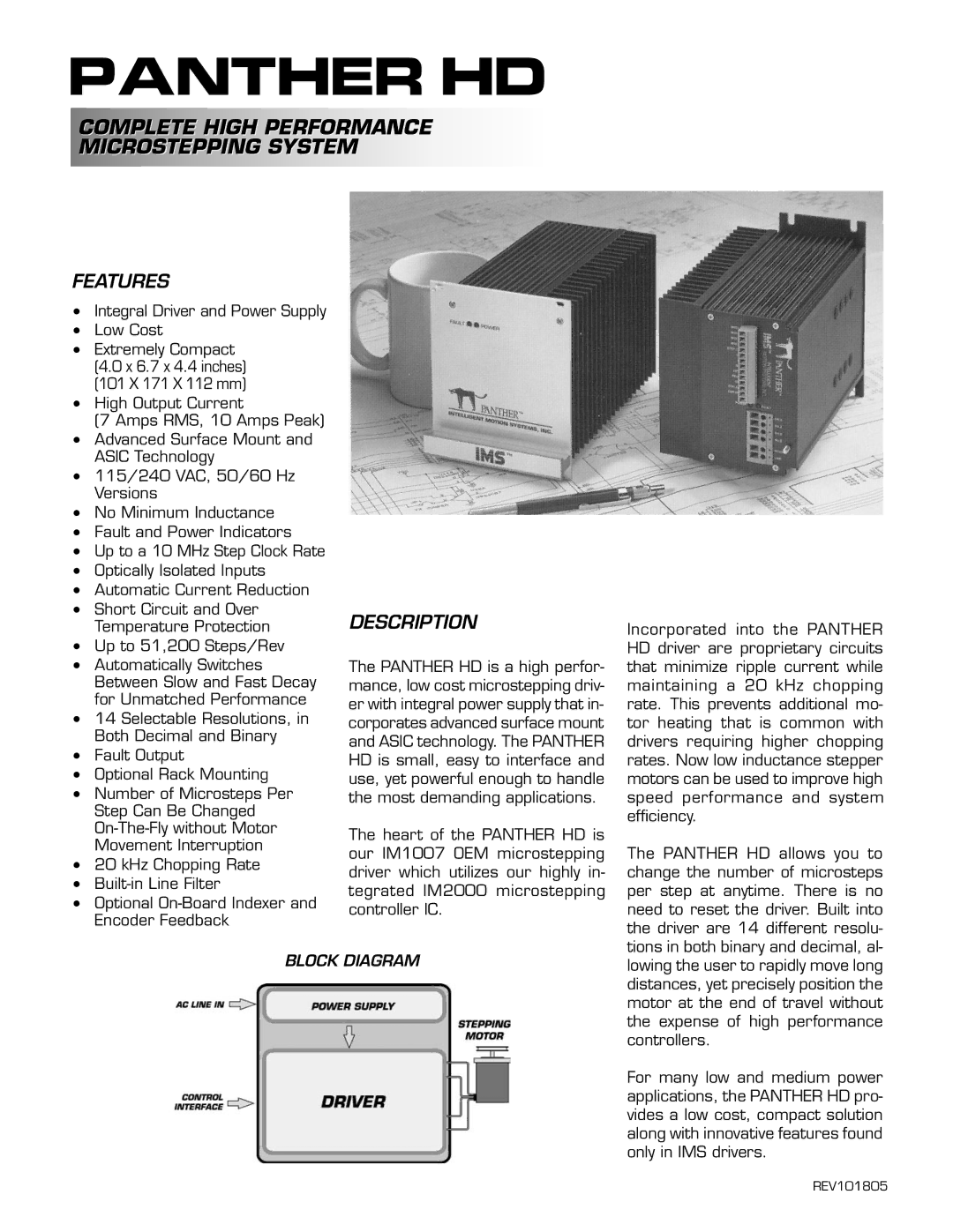 Intelligent Motion Systems Integral Driver and Power Supply manual Features, Description 