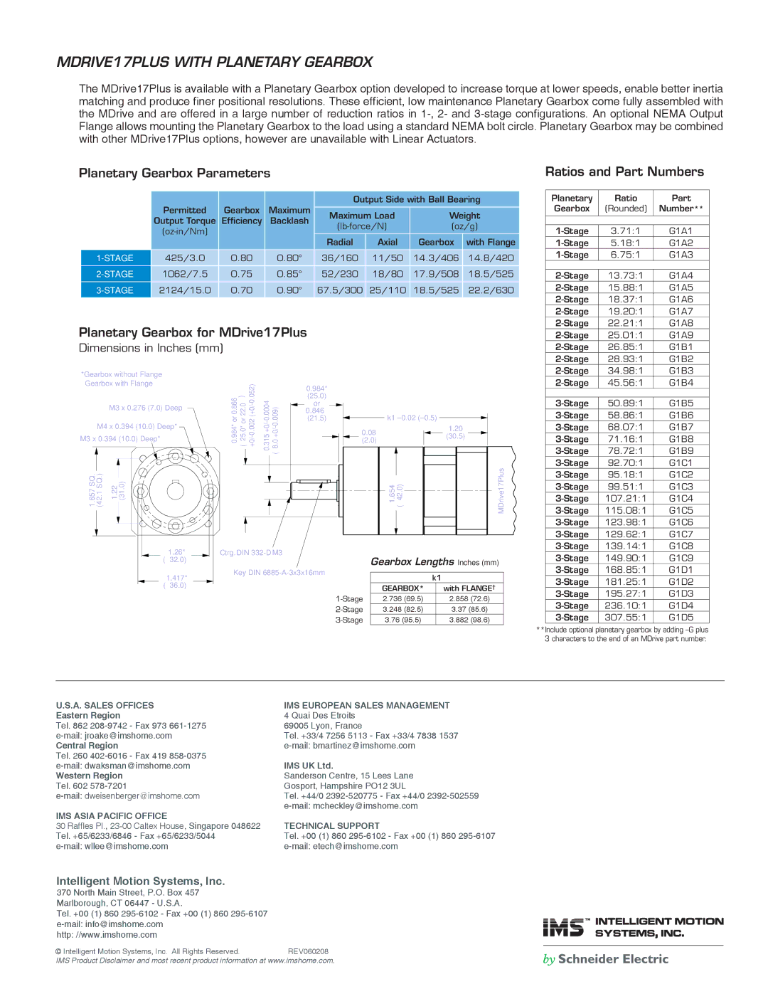 Intelligent Motion Systems MDO17Plus quick start MDRIVE17PLUS with Planetary Gearbox, Planetary Gearbox Parameters, Stage 