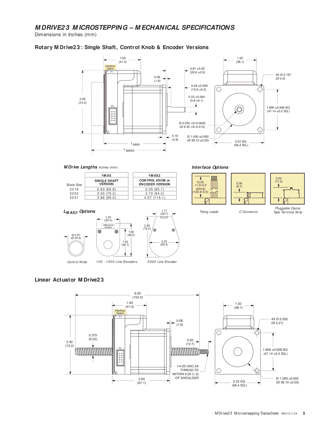 Intelligent Motion Systems MDrive23 manual MDRIVE23 Microstepping Mechanical Specifications, LMAX2 Options 