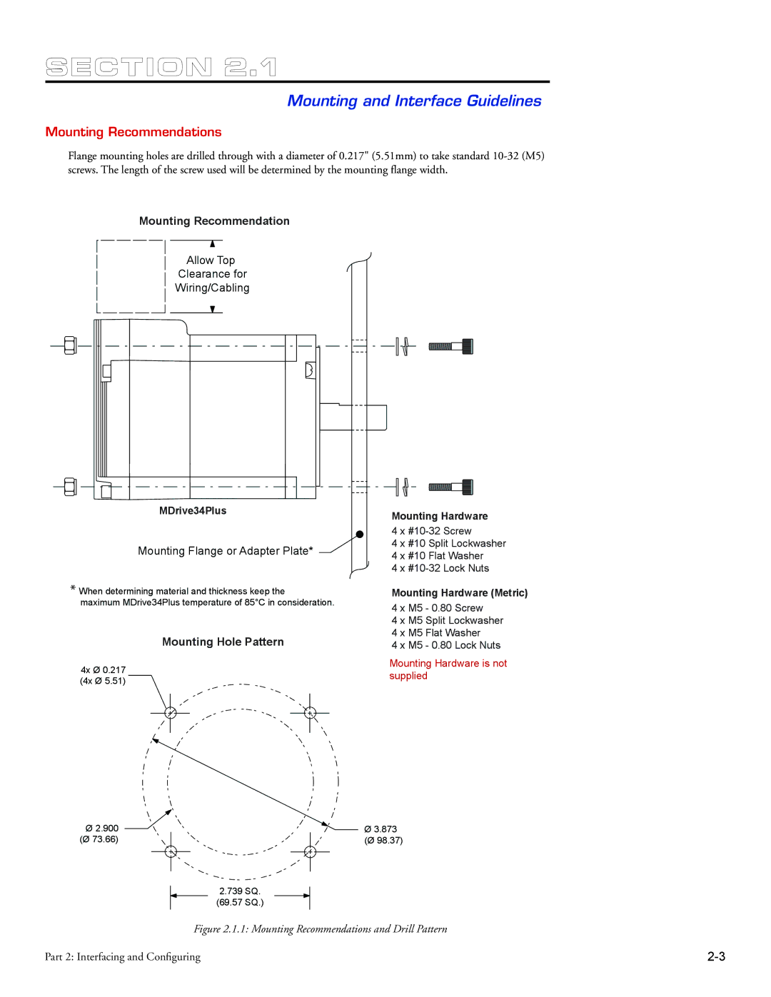 Intelligent Motion Systems MDrive34Plus manual Mounting and Interface Guidelines, Mounting Recommendations 