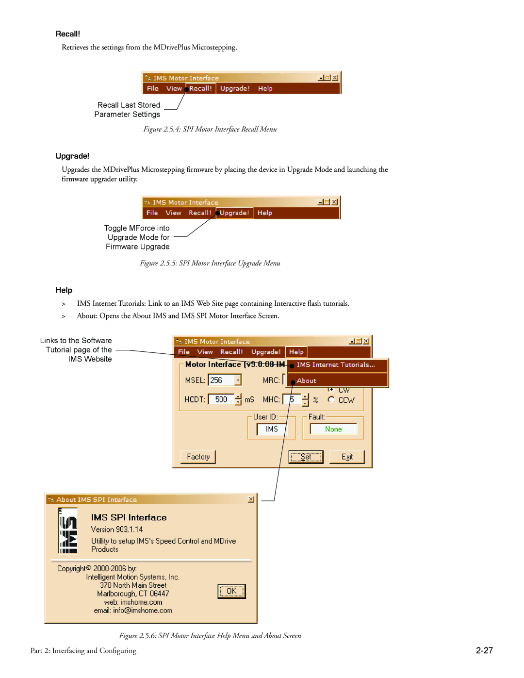 Intelligent Motion Systems MDrive34Plus manual Recall, Upgrade, Help 
