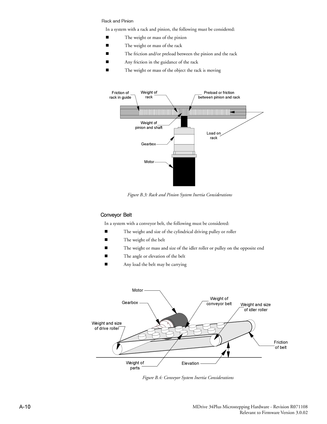 Intelligent Motion Systems MDrive34Plus manual Conveyor Belt, Rack and Pinion 