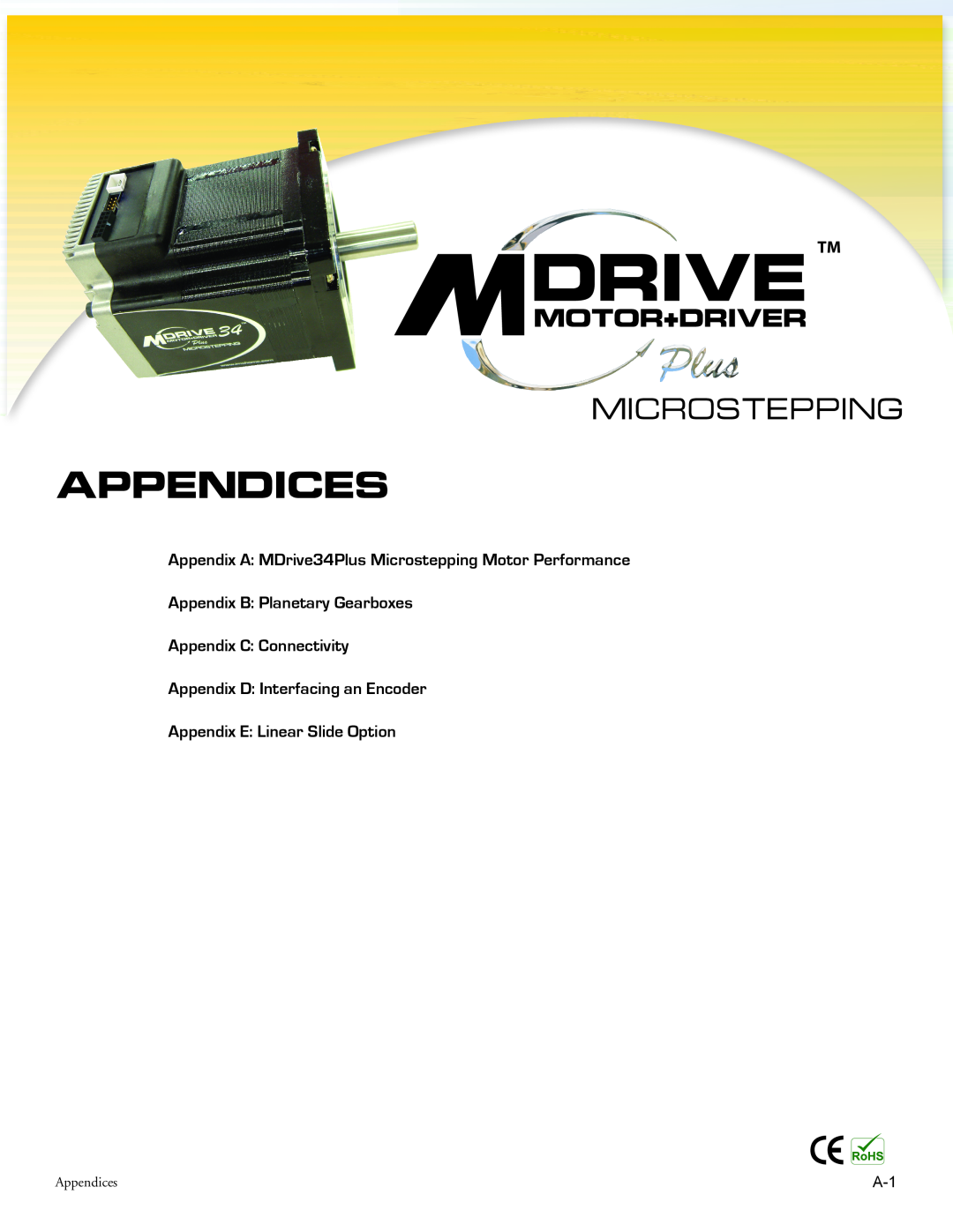 Intelligent Motion Systems MDrive34Plus Appendices, Appendix B Planetary Gearboxes, Appendix C Connectivity, Microstepping 