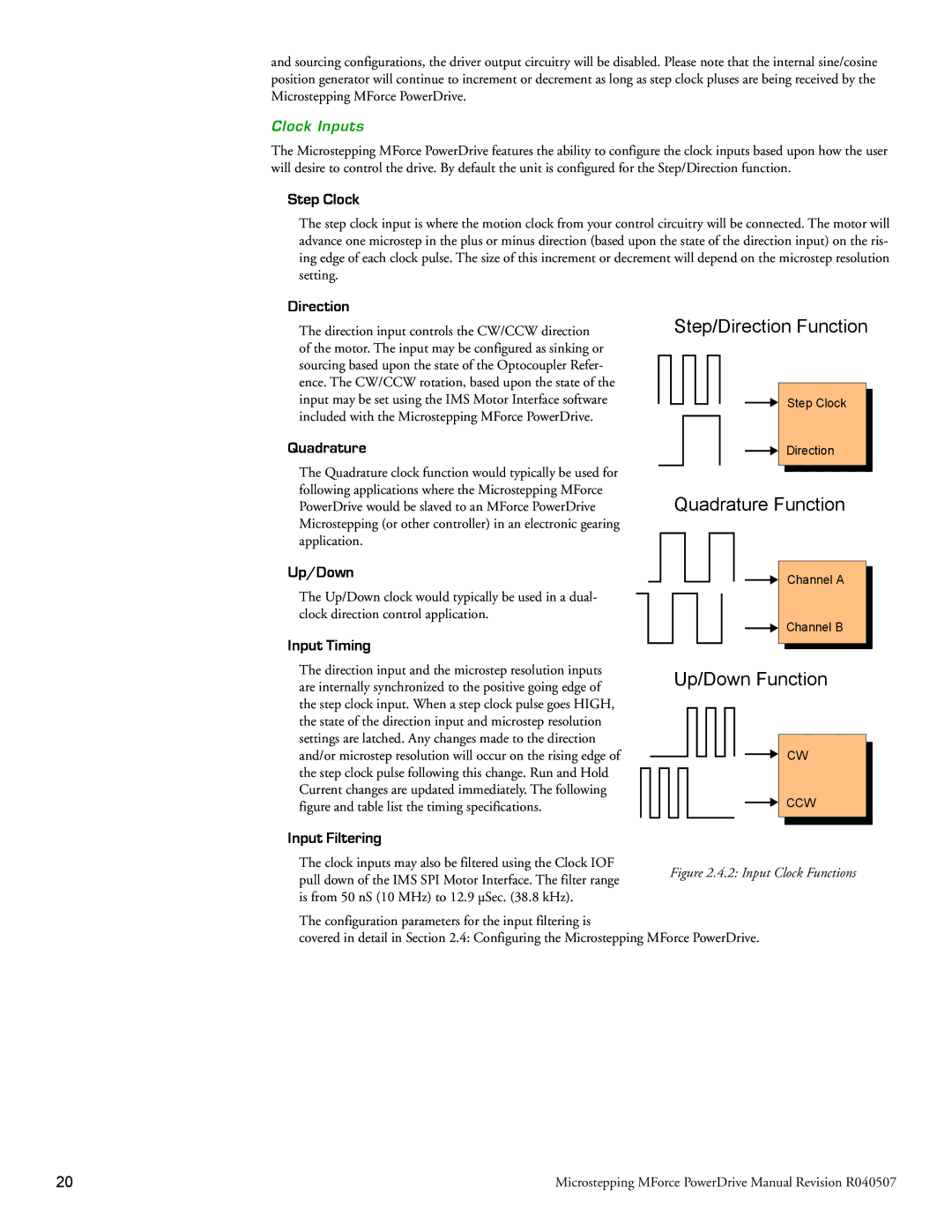 Intelligent Motion Systems MForce Series Microstepping PowerDrive Step Clock, Direction, Quadrature, Up/Down, Input Timing 