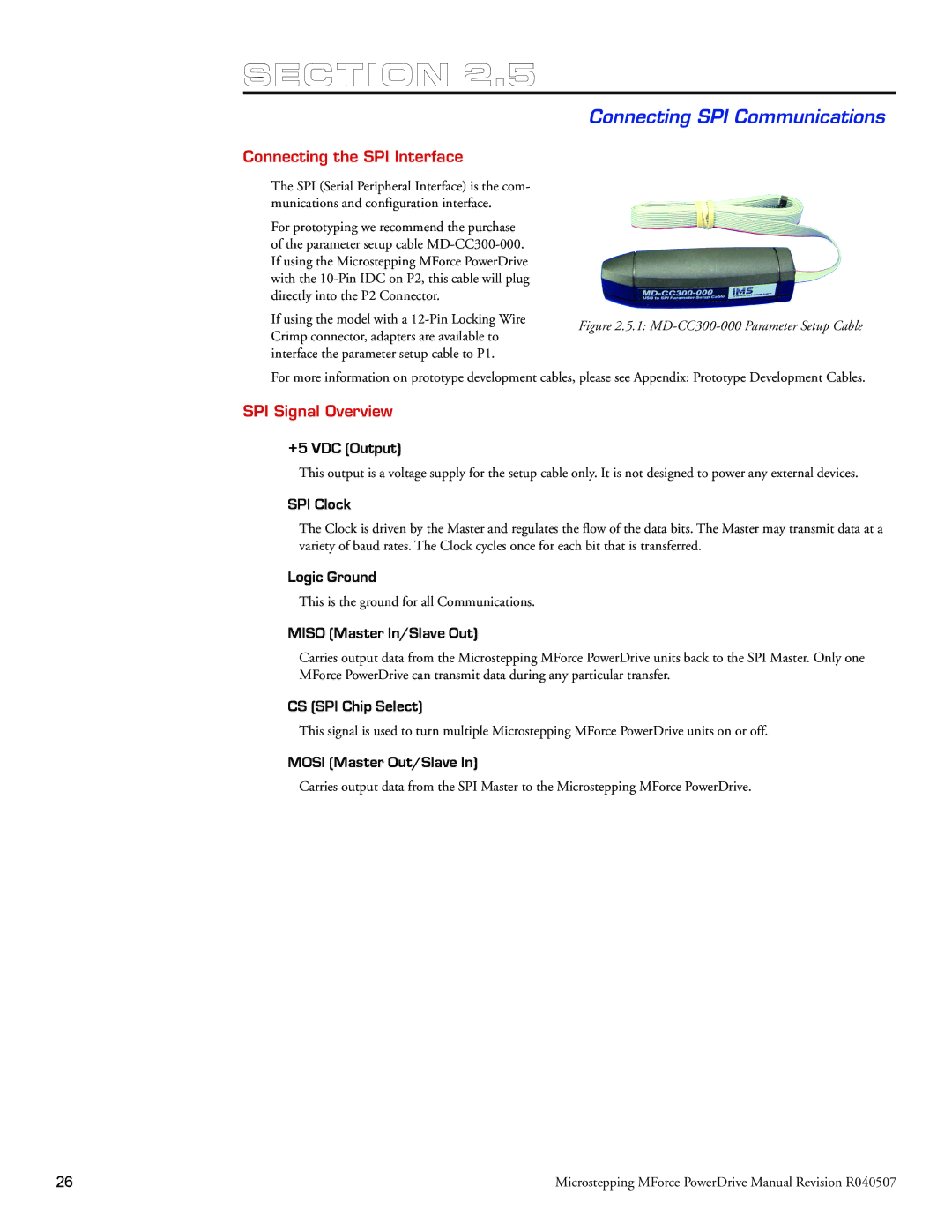 Intelligent Motion Systems MForce Series Microstepping PowerDrive operating instructions Connecting SPI Communications 