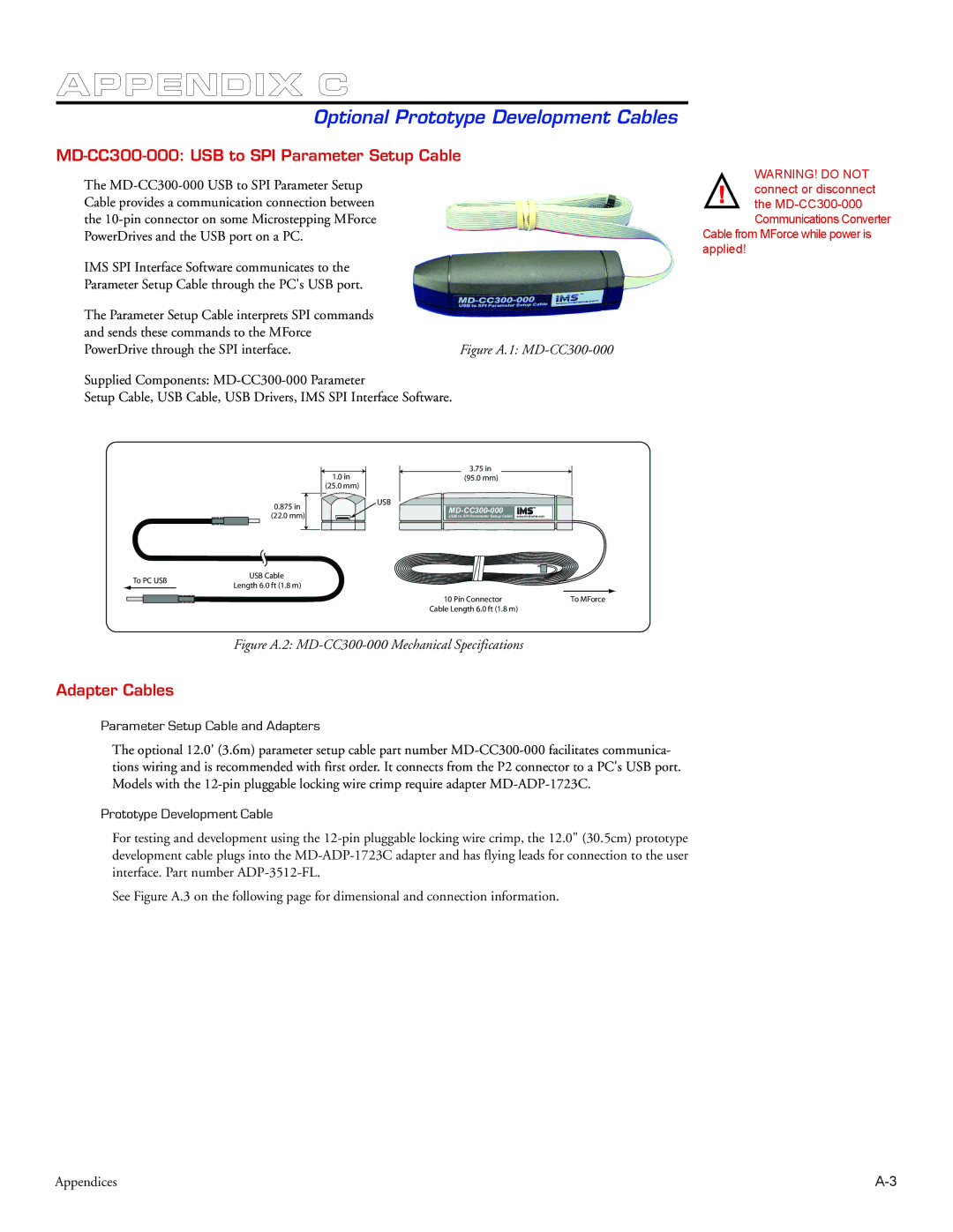 Intelligent Motion Systems MForce Series Microstepping PowerDrive Optional Prototype Development Cables, Adapter Cables 