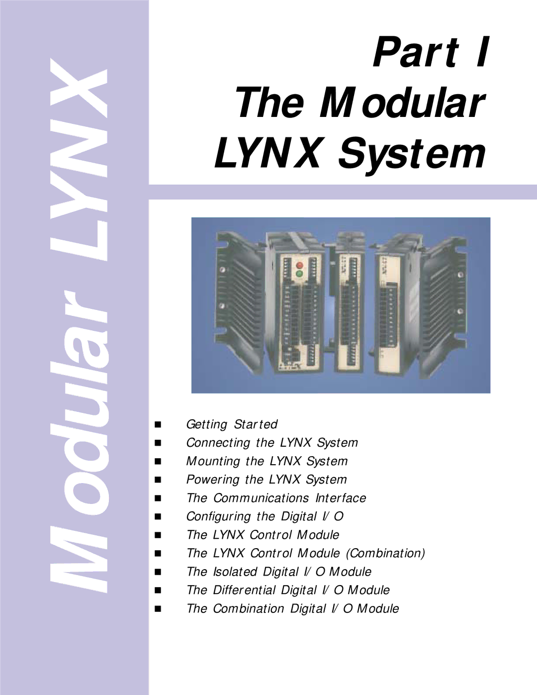 Intelligent Motion Systems Modular LYNX System manual Part Modular Lynx System 