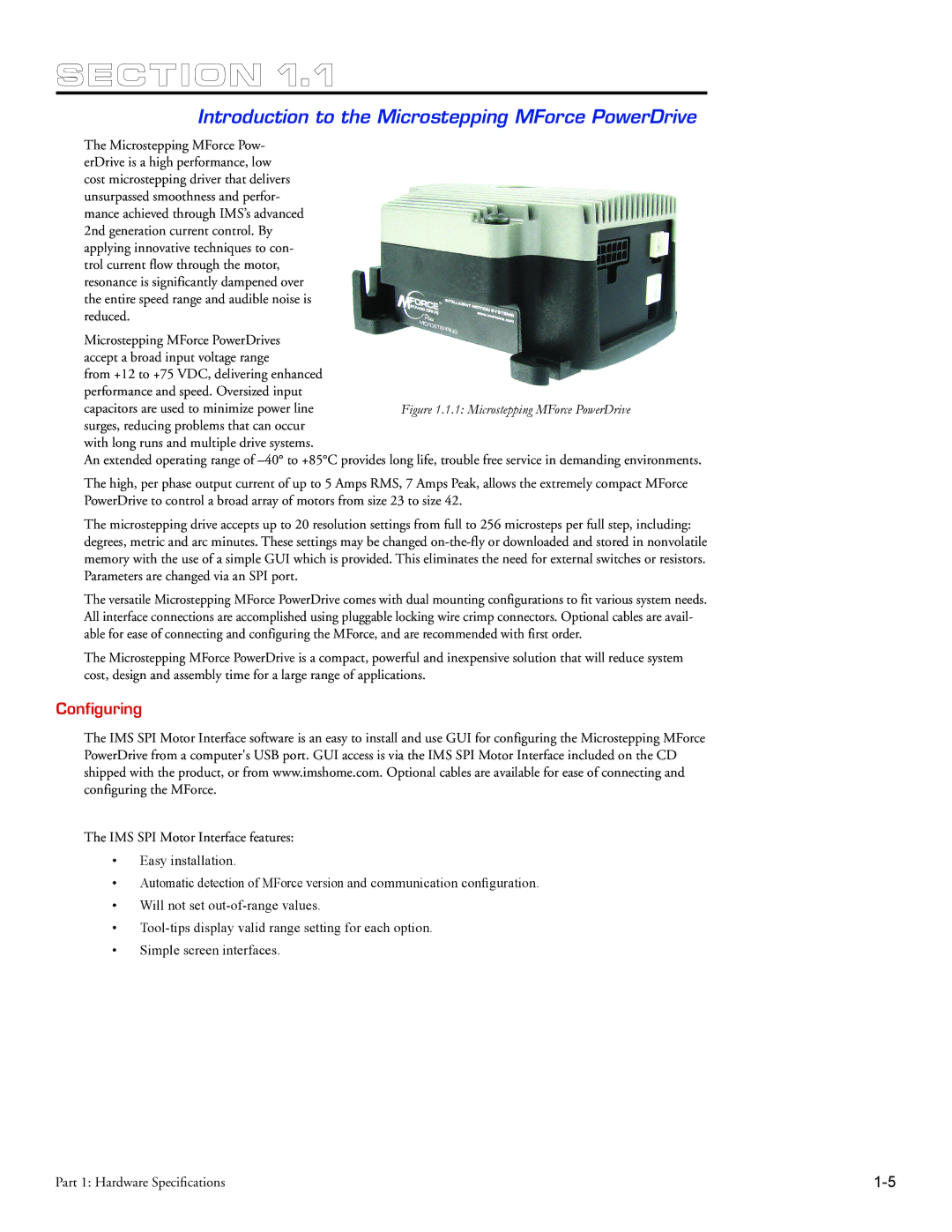 Intelligent Motion Systems Motion Detector Introduction to the Microstepping MForce PowerDrive, Configuring 