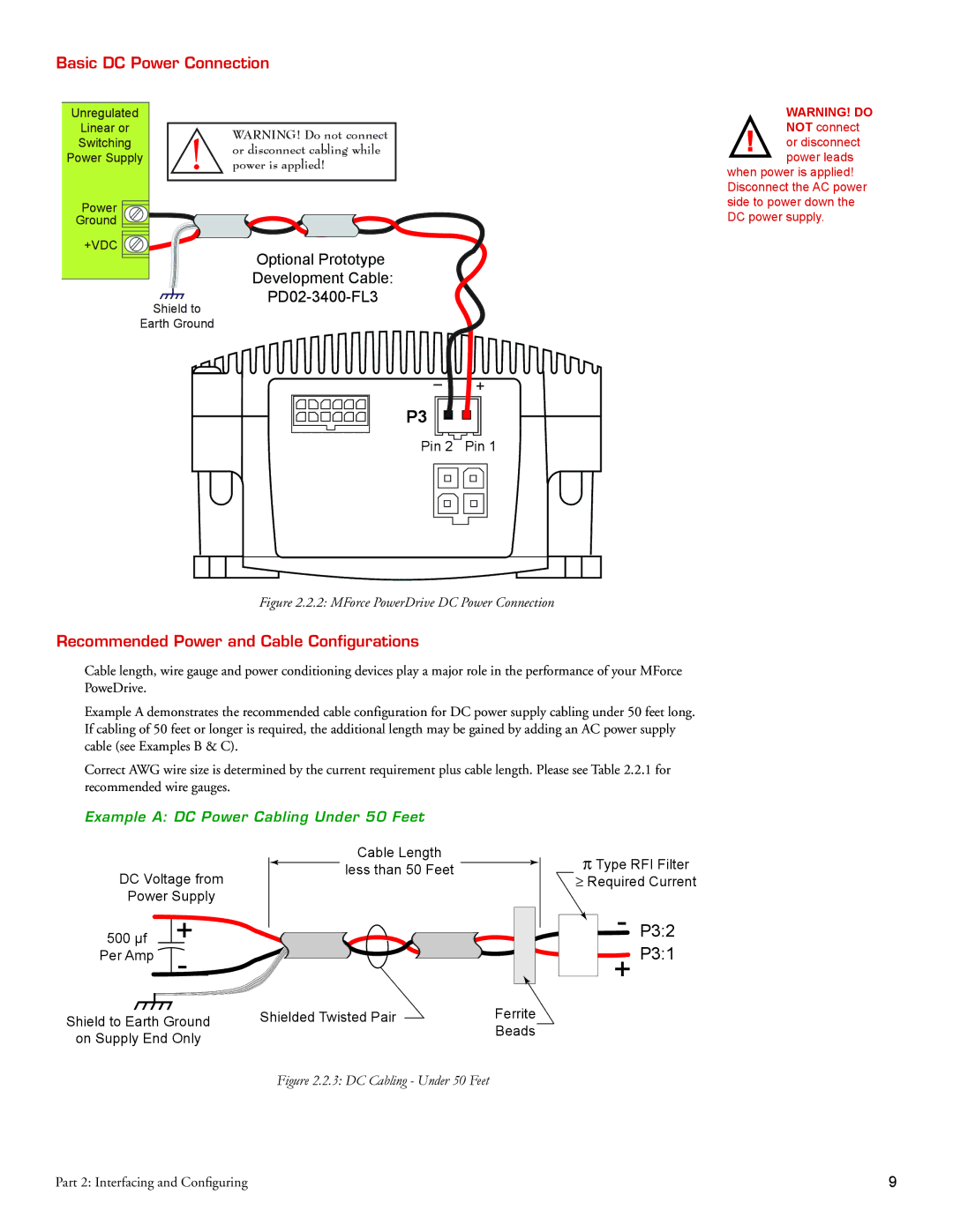 Intelligent Motion Systems Motion Detector Basic DC Power Connection, Recommended Power and Cable Configurations 