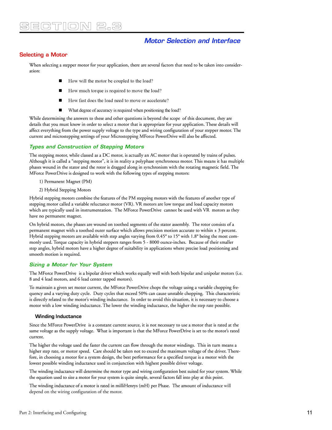 Intelligent Motion Systems Motion Detector Motor Selection and Interface, Selecting a Motor, Winding Inductance 