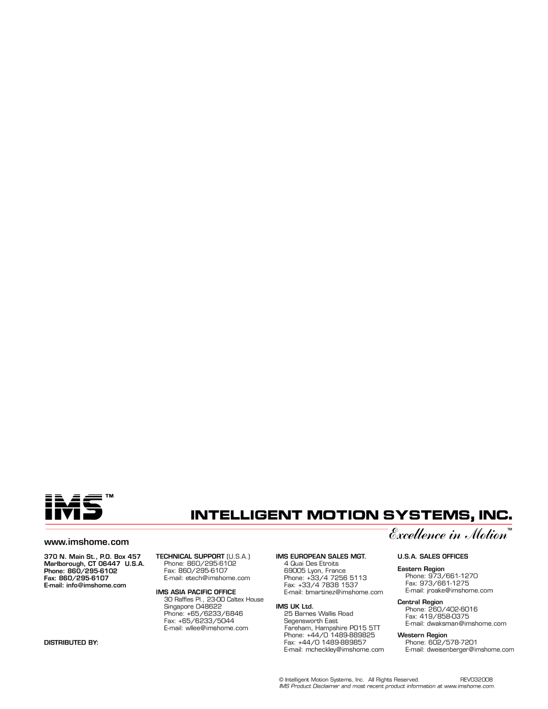 Intelligent Motion Systems Motion Detector operating instructions Excellence in Motion 