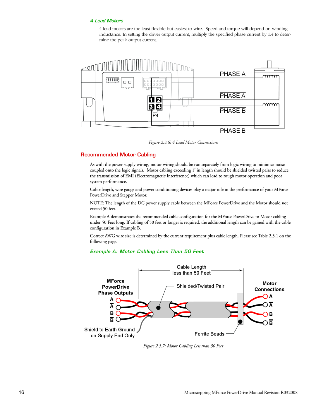 Intelligent Motion Systems Motion Detector Phase A Phase A Phase B Phase B, Recommended Motor Cabling, Lead Motors 