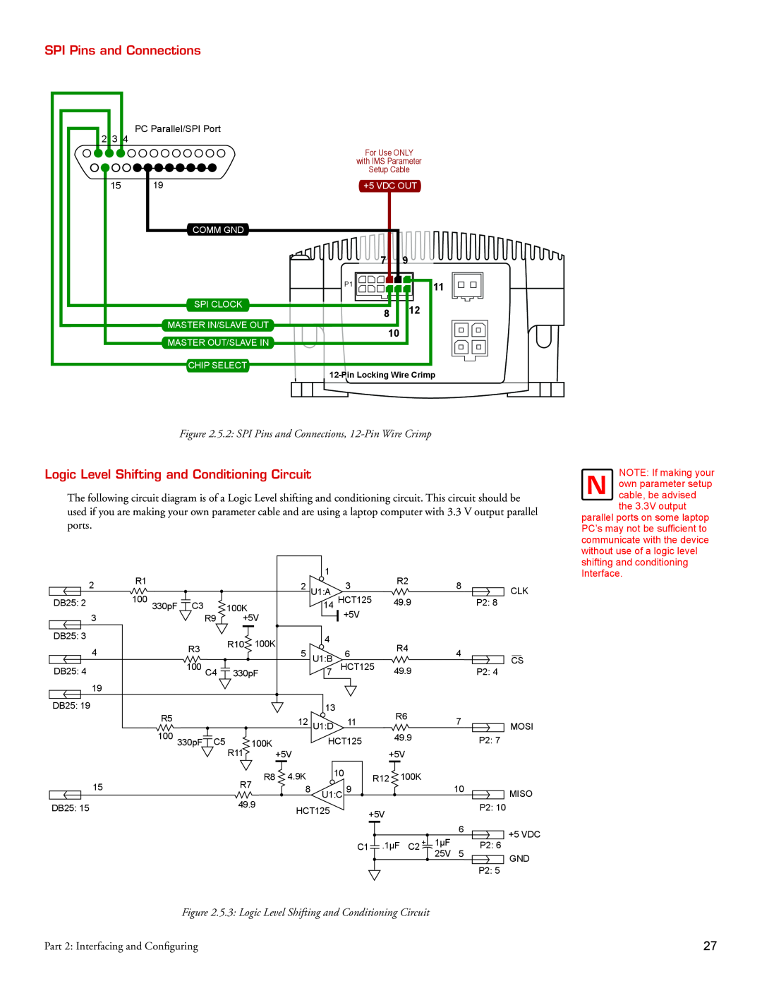 Intelligent Motion Systems Motion Detector SPI Pins and Connections, Logic Level Shifting and Conditioning Circuit 