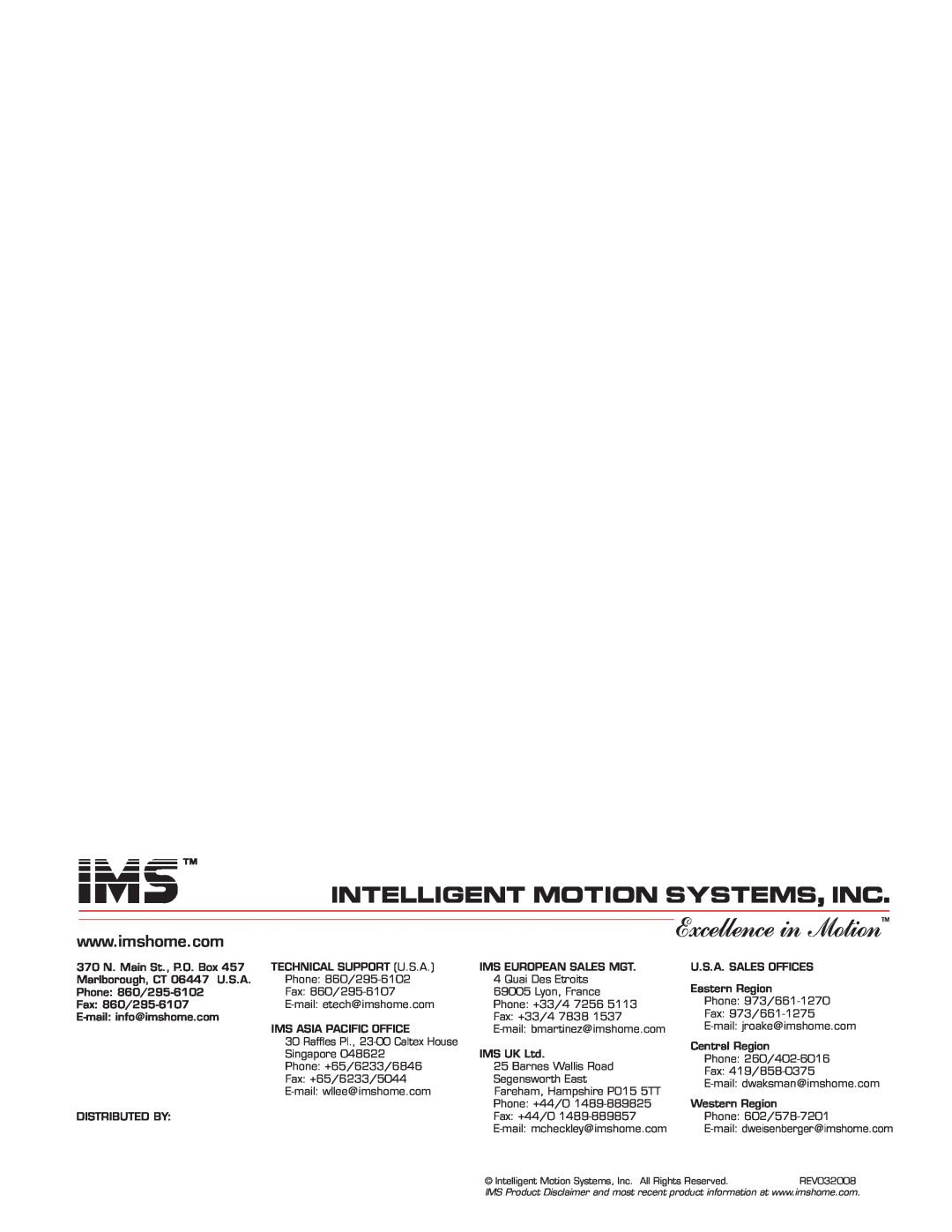Intelligent Motion Systems Motion Detector operating instructions Excellence in Motion, intelligent motion systems, INC 