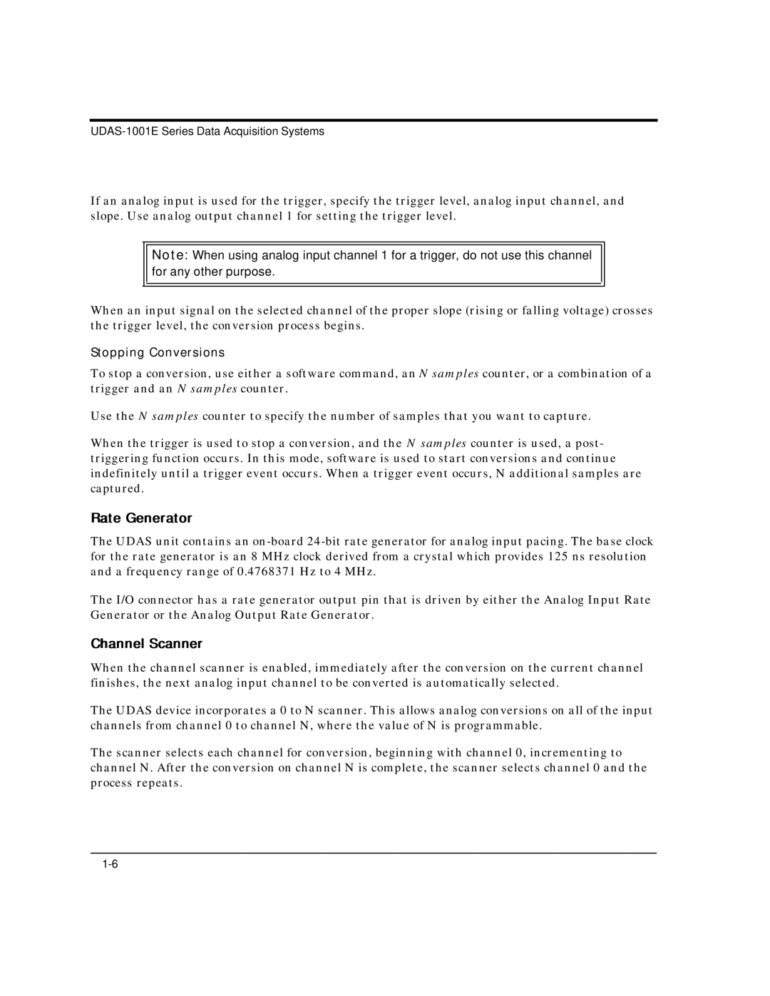 Intelligent Motion Systems UDAS-1001E user manual Rate Generator, Channel Scanner, Stopping Conversions 