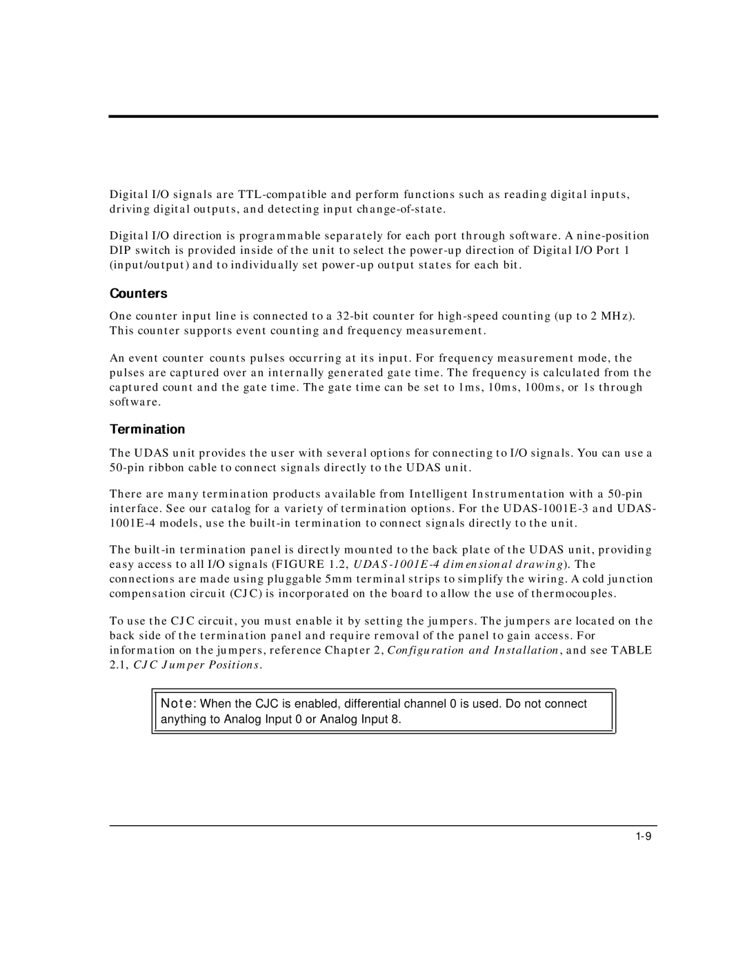 Intelligent Motion Systems UDAS-1001E user manual Counters, Termination 