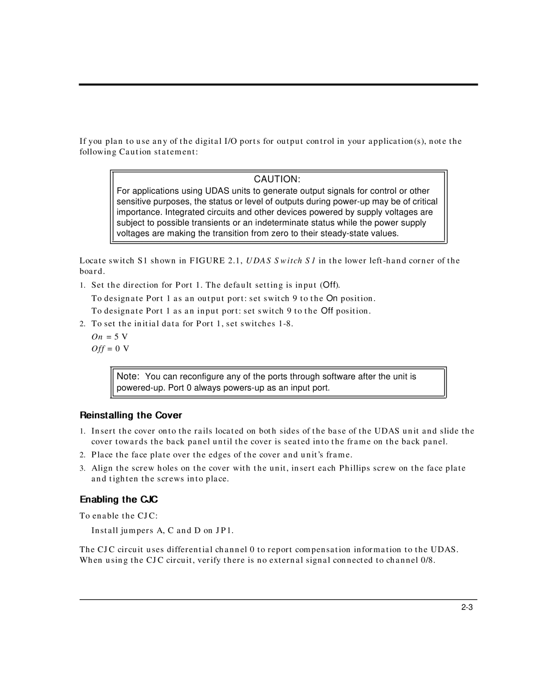 Intelligent Motion Systems UDAS-1001E user manual Reinstalling the Cover, Enabling the CJC 