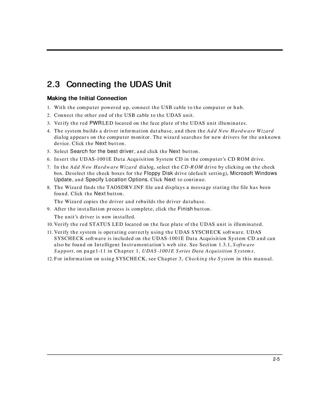 Intelligent Motion Systems UDAS-1001E user manual Connecting the Udas Unit, Making the Initial Connection 