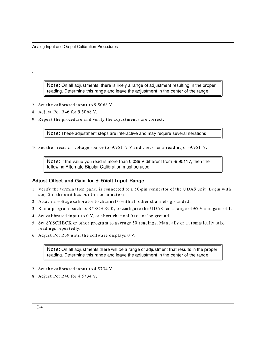 Intelligent Motion Systems UDAS-1001E user manual Adjust Offset and Gain for ± 5Volt Input Range 