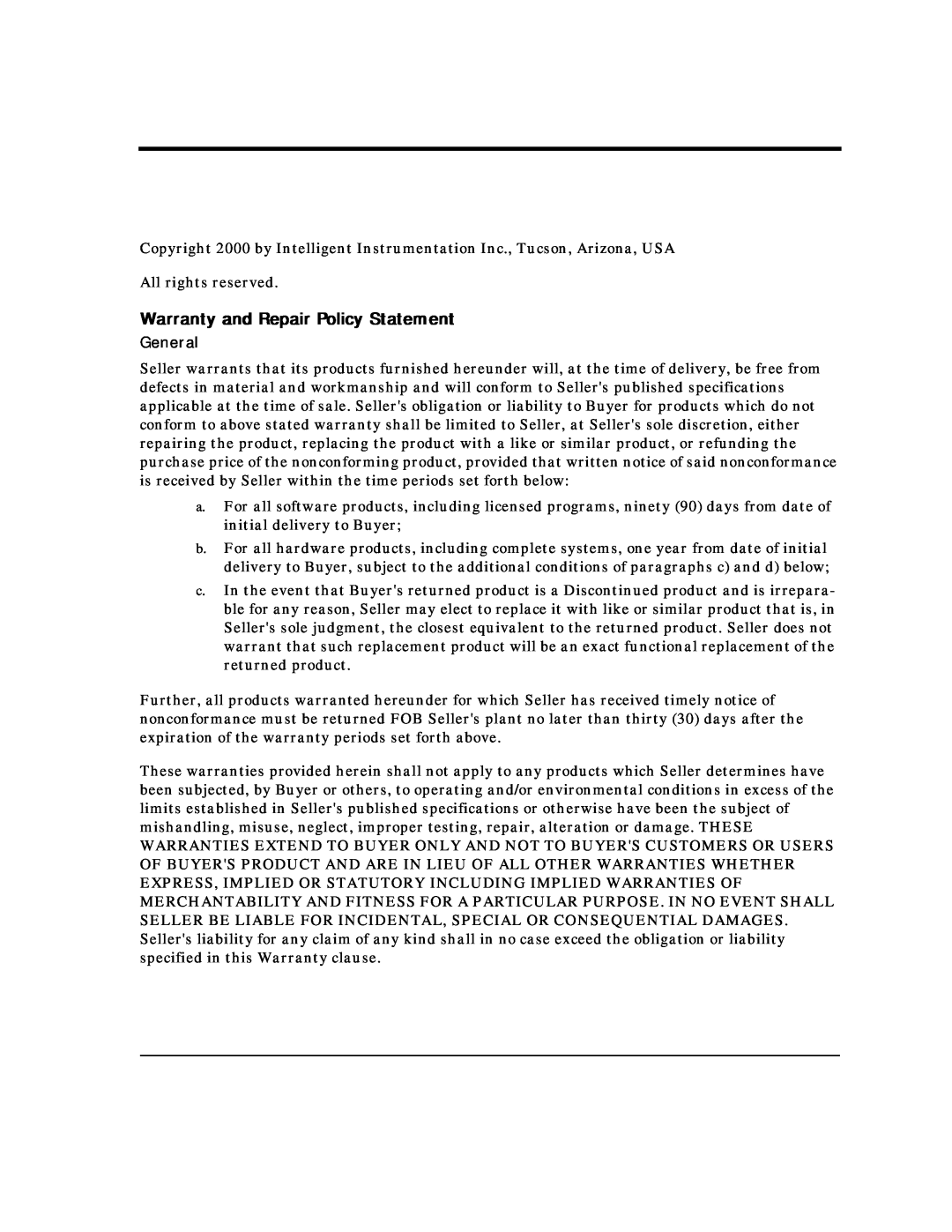 Intelligent Motion Systems UDAS-1001E user manual Warranty and Repair Policy Statement, General 