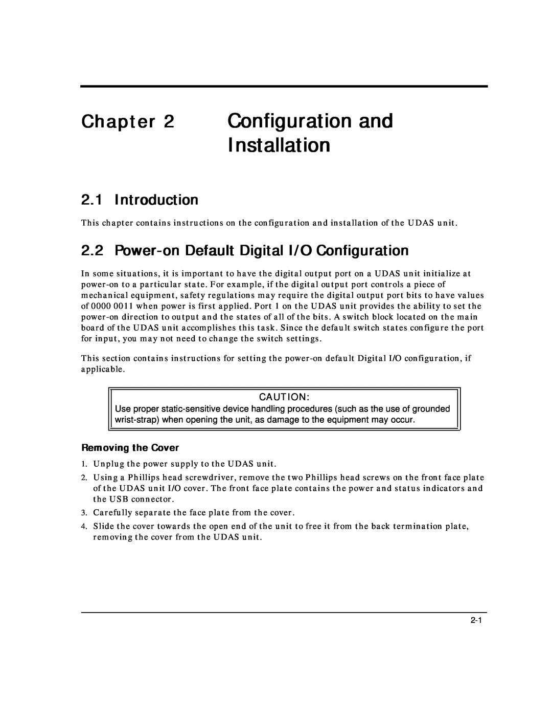 Intelligent Motion Systems UDAS-1001E user manual Configuration and Installation, Introduction, Removing the Cover, Chapter 