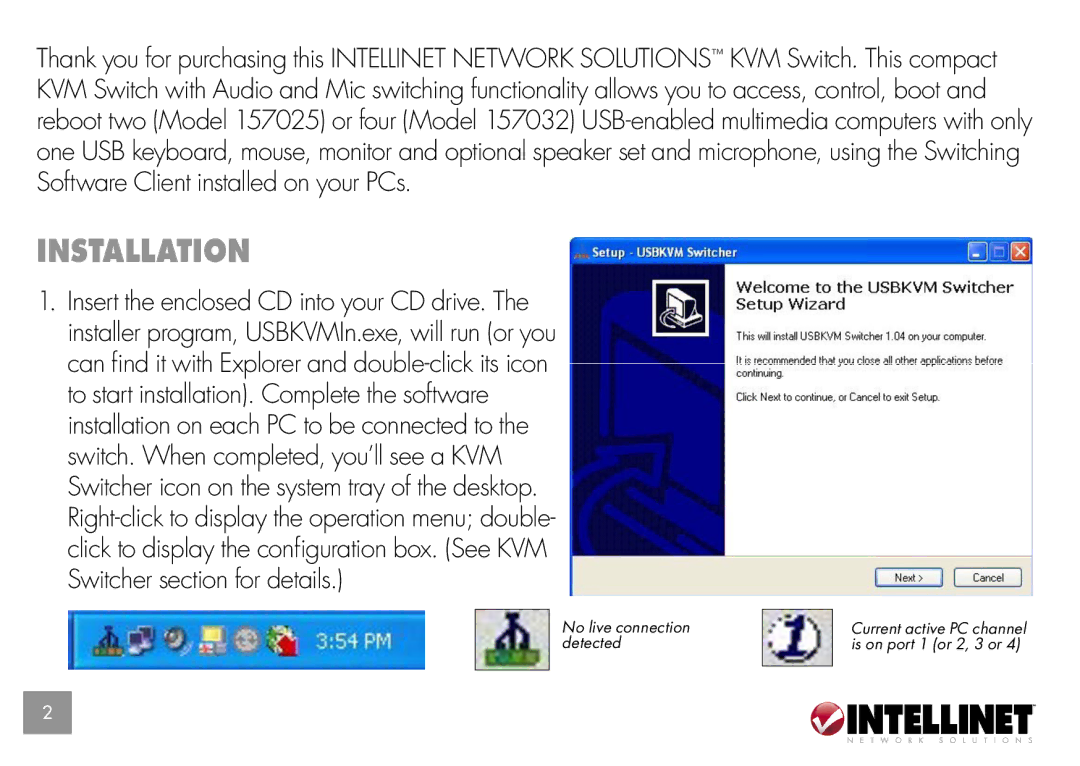 Intellinet Network Solutions 157032, 157025 quick start Installation 