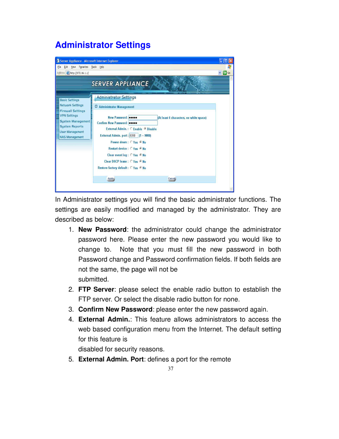 Intellinet Network Solutions 501705 manual Administrator Settings 