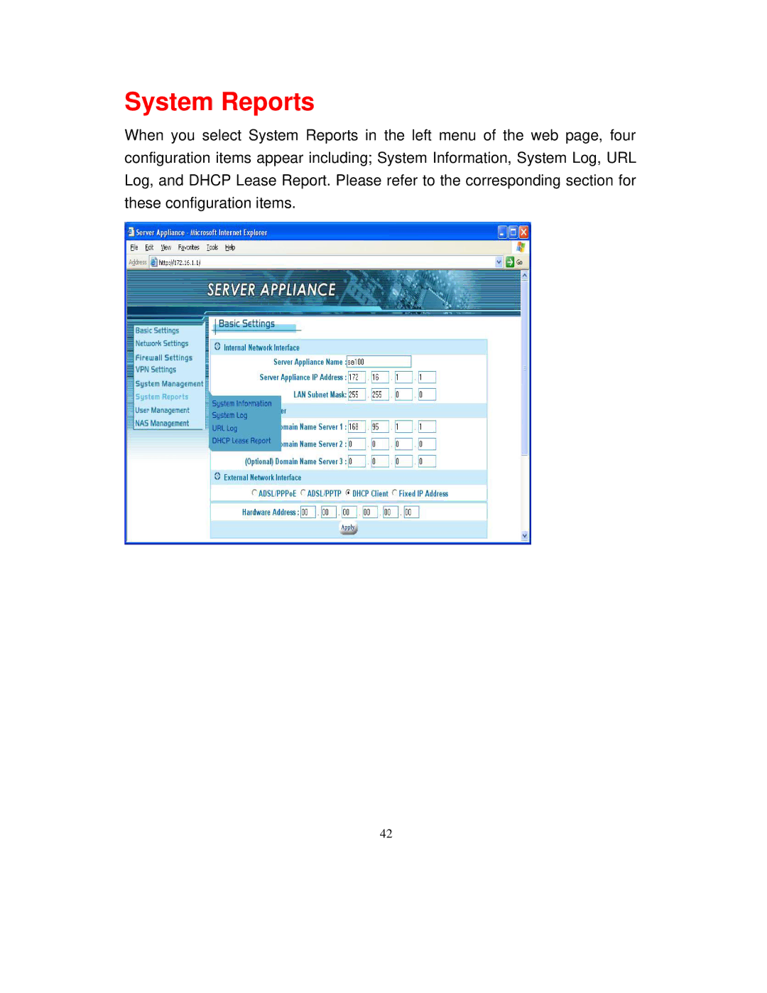 Intellinet Network Solutions 501705 manual System Reports 