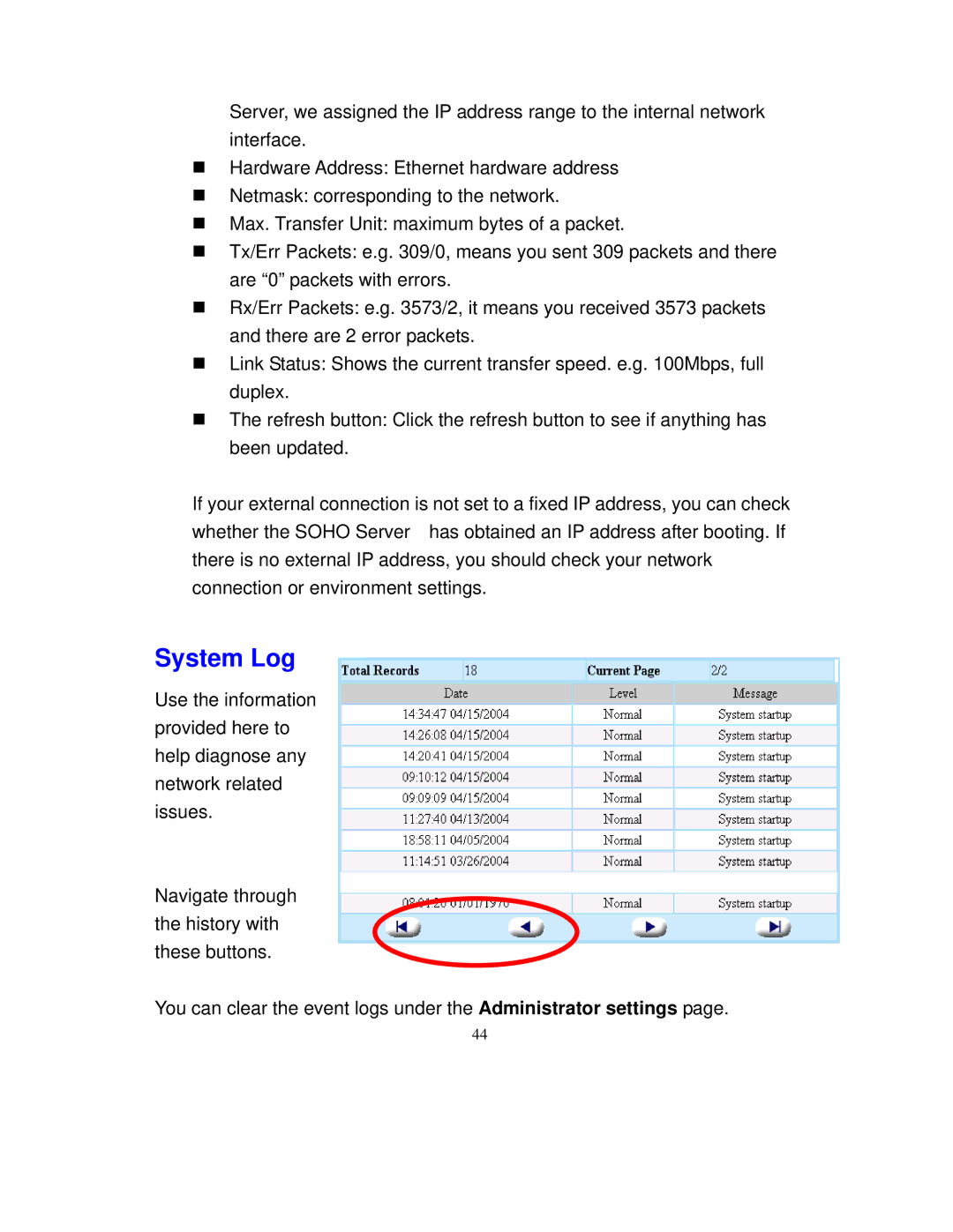 Intellinet Network Solutions 501705 manual System Log 