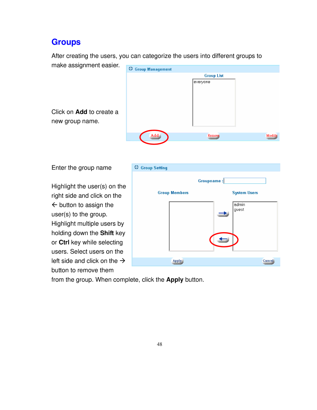 Intellinet Network Solutions 501705 manual Groups 