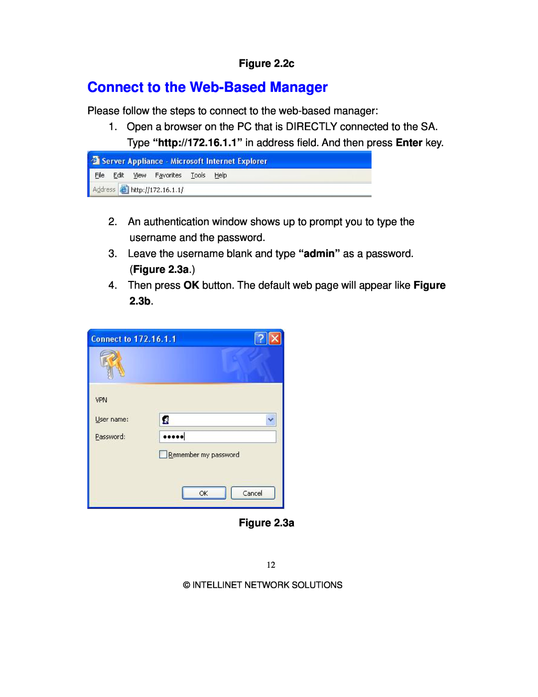 Intellinet Network Solutions 501705 manual Connect to the Web-Based Manager, 2c, 3a 
